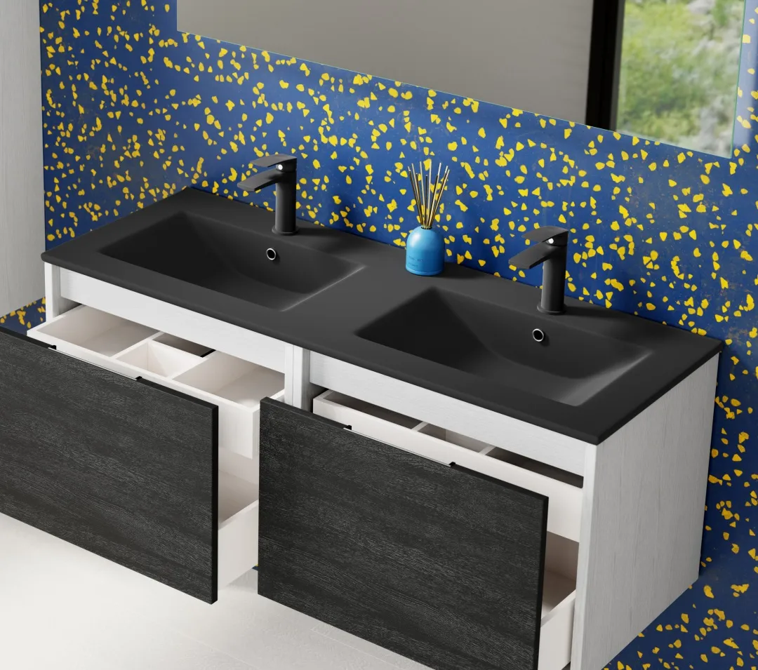 Praustuvas Vancouver dvigubas įleidžiamas keraminis baltas arba juodas