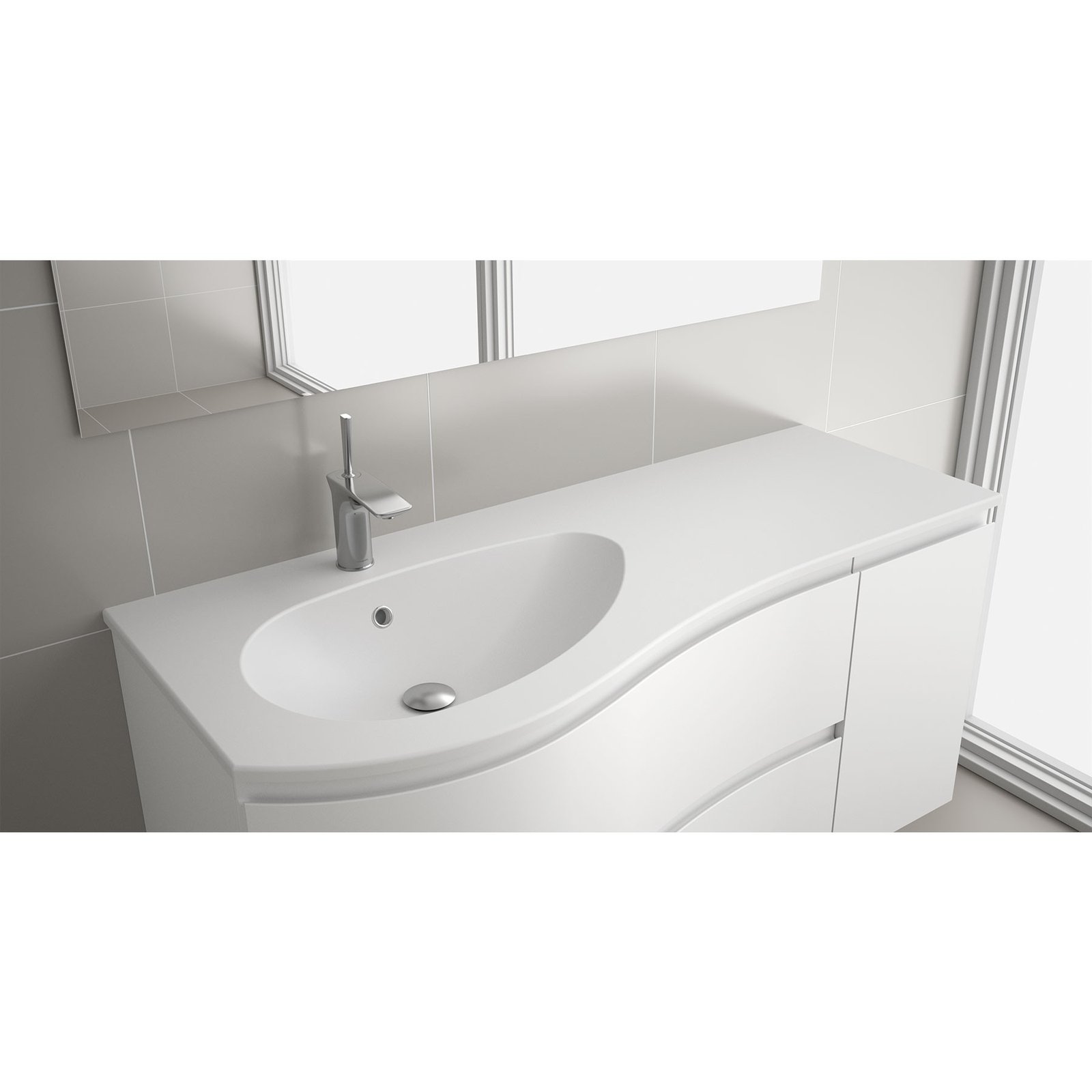 Praustuvas įleidžiamas MAM 120 baltas matinis dešininis