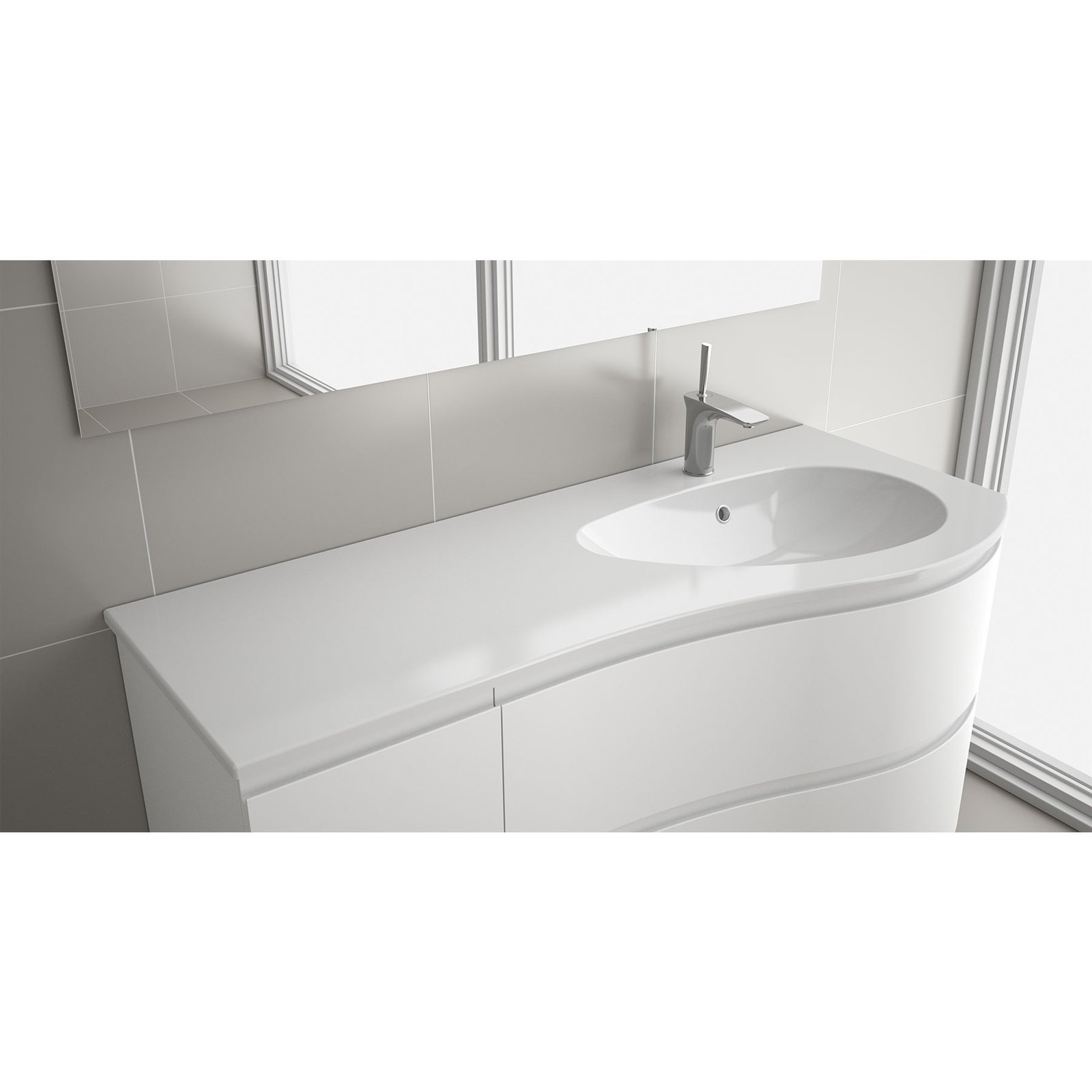 Praustuvas įleidžiamas MAM 120 baltas blizgus kairinis