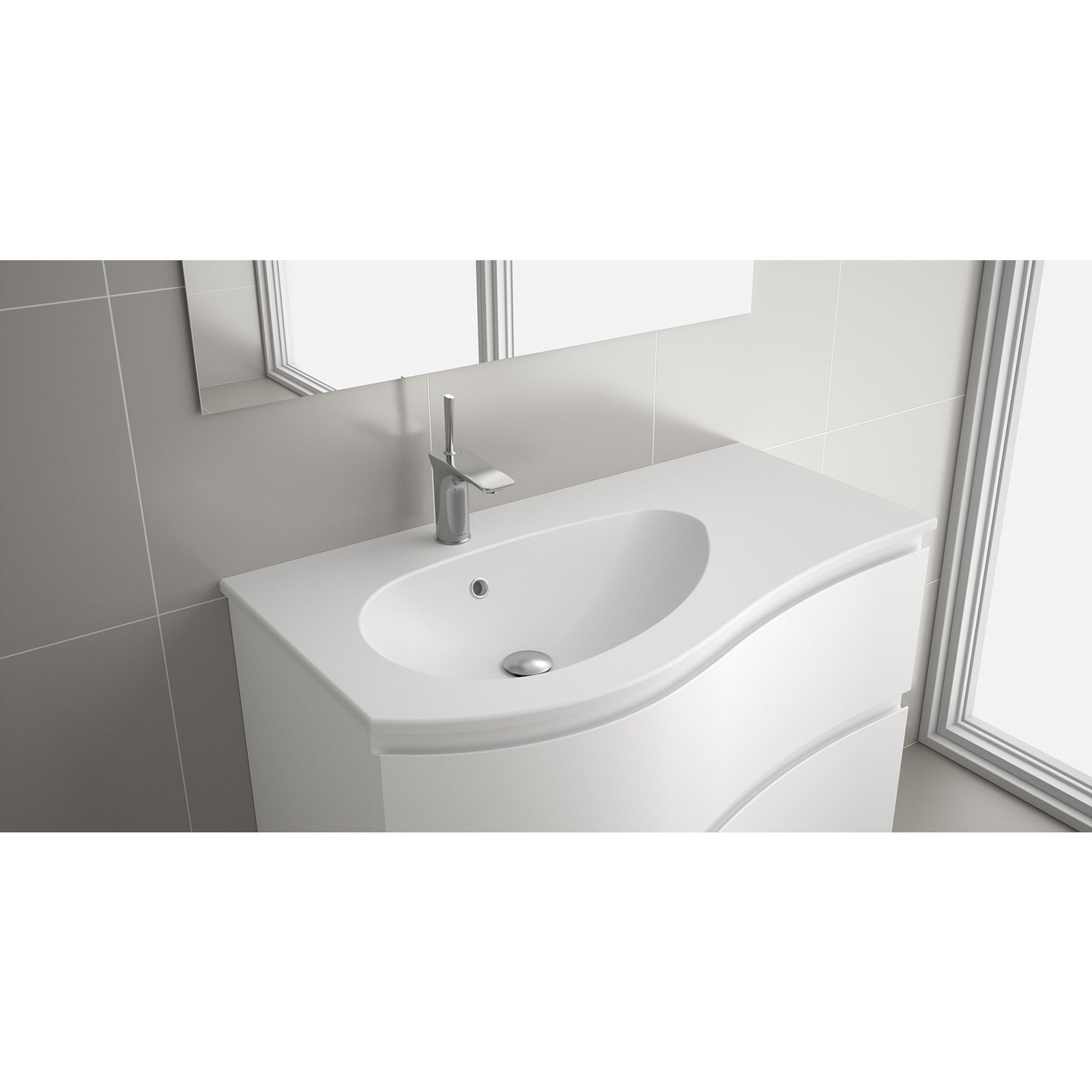 Praustuvas įleidžiamas MAM 90 baltas matinis dešininis