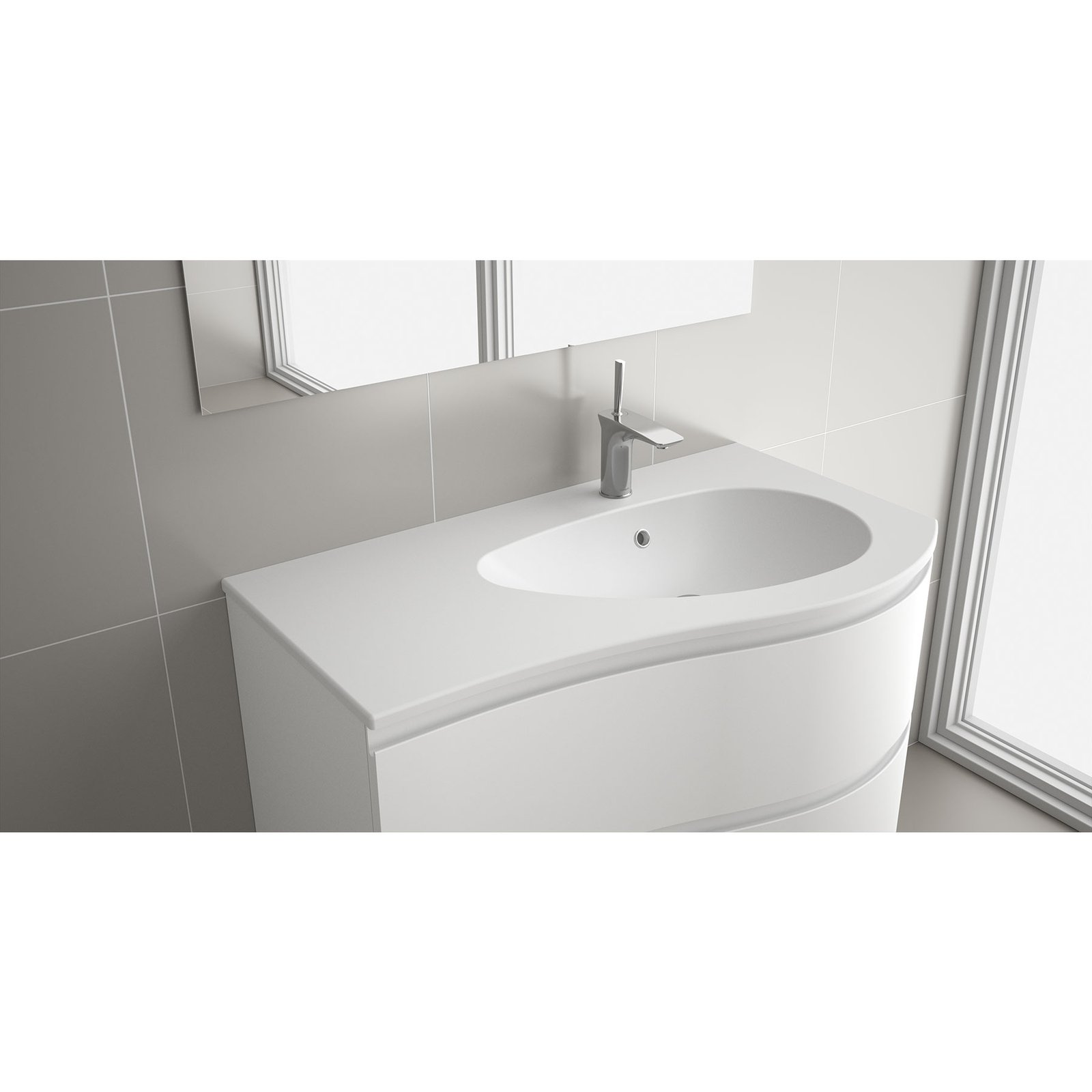 Praustuvas įleidžiamas MAM 90 baltas matinis kairinis