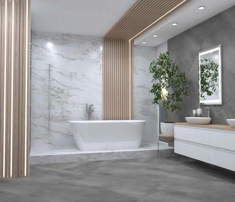 Prabangaus vonios kambario dizaino vizualizacija