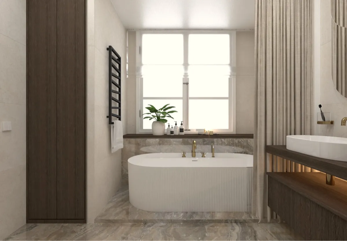 Elegantiško vonios kambario 3D vizualizacija