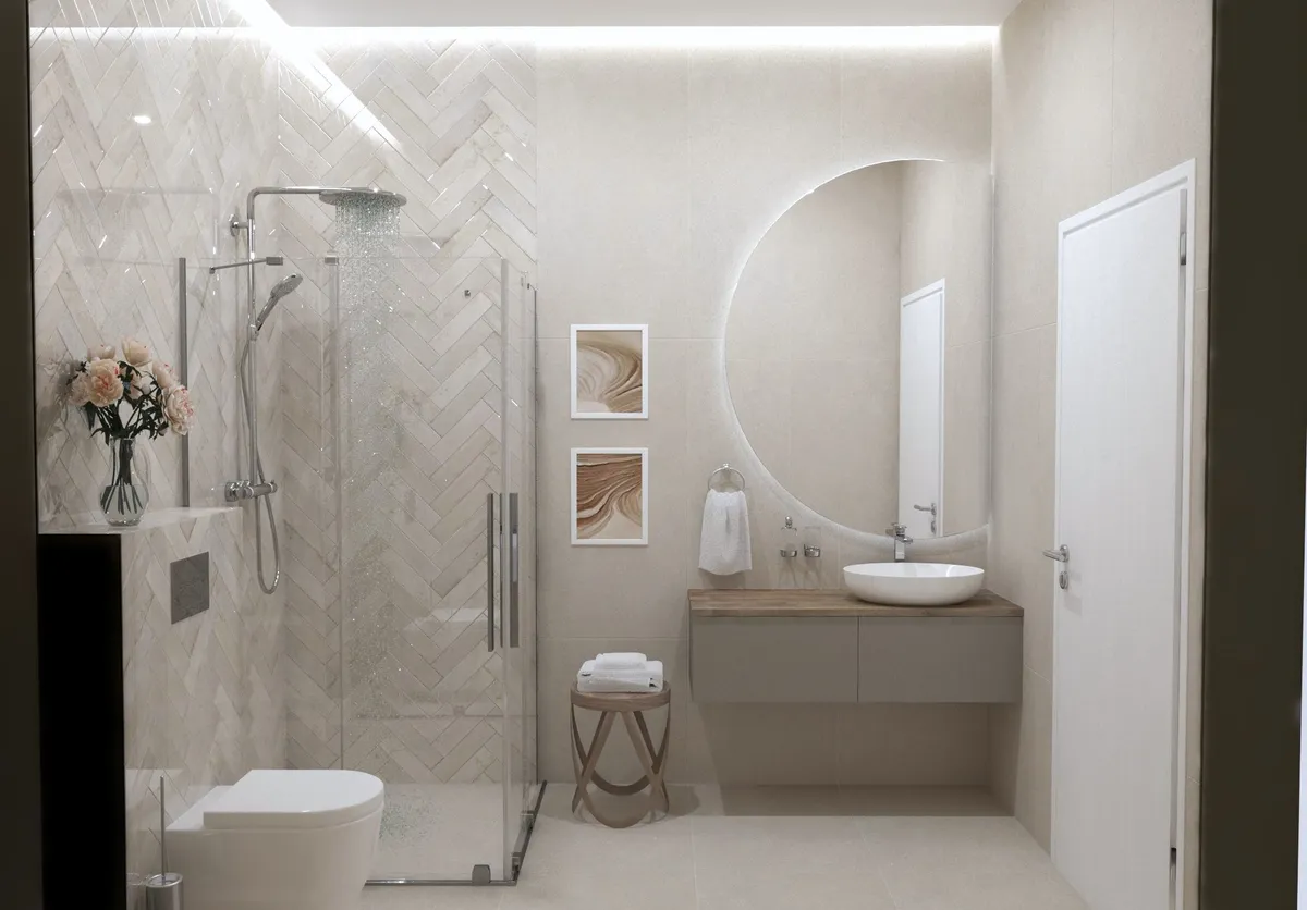 Modernaus vonios kambario 3D vizualizacija