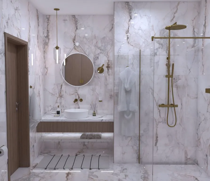 Šiuolaikinio vonios kambario dizaino sprendimas